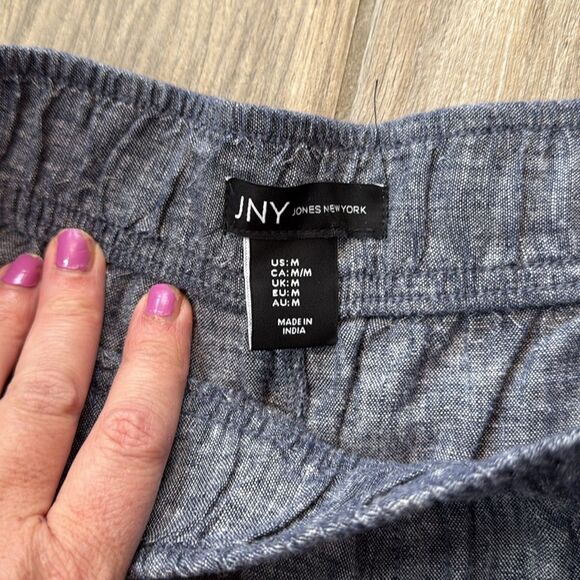 Jones New York Linen Blend‎ crop Pants with pockets size medium Blue - Picture 5 of 10
